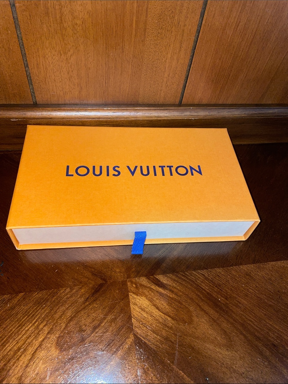 Louis Vuitton Orange Box with Navy Pull Ribbon